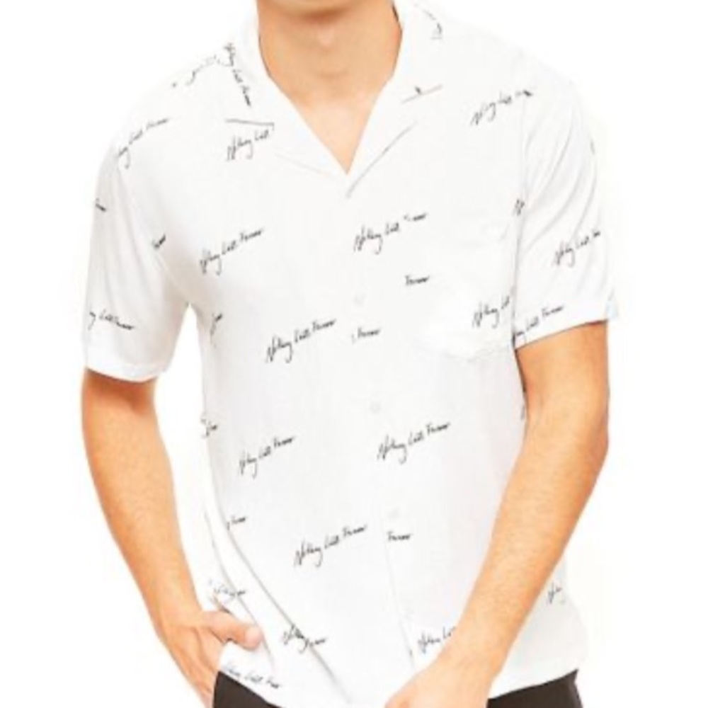 Forever 21 MEN White Button Down Collar Shirt